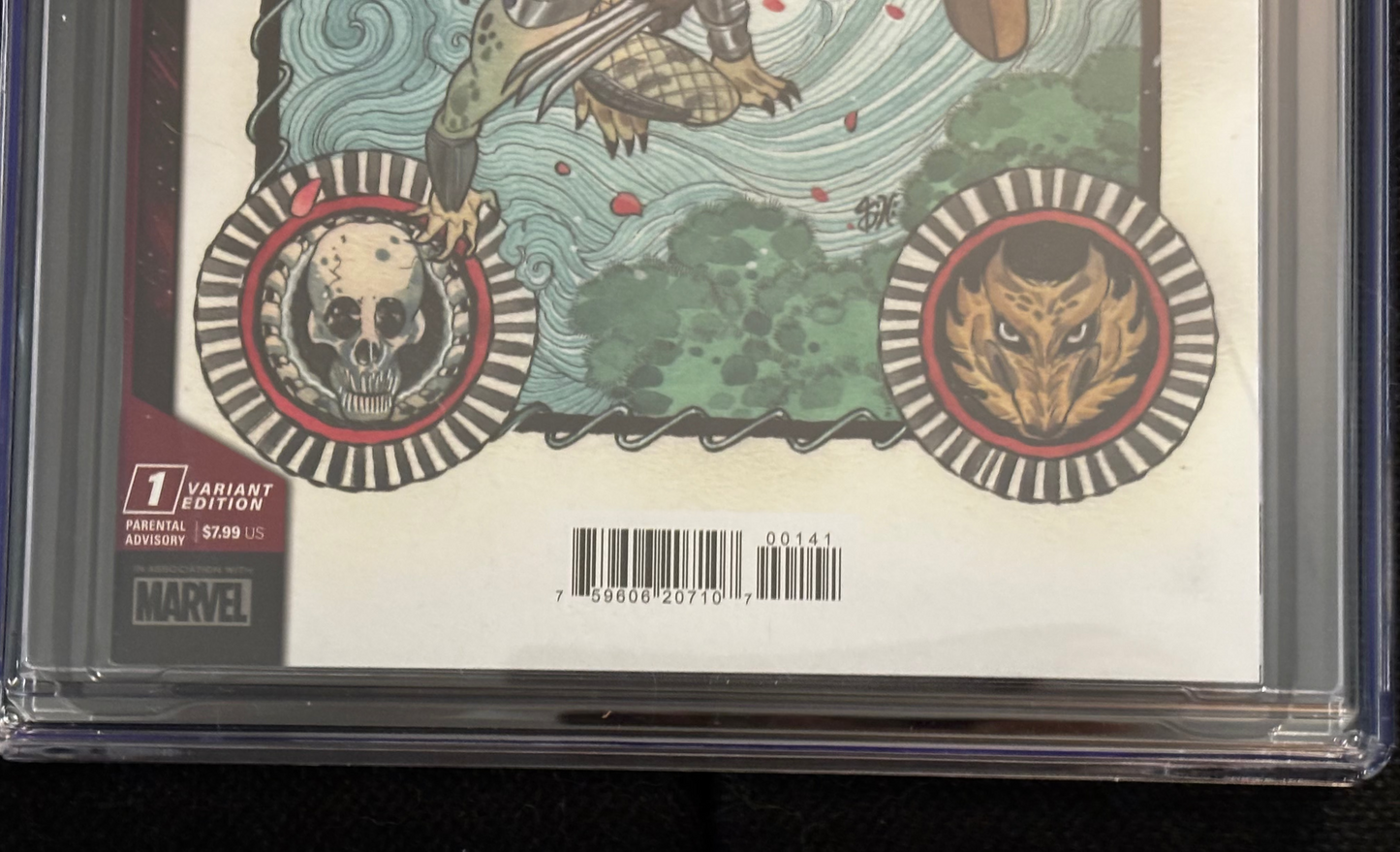 Comic book in a clear plastic case with a dragon illustration on the cover.