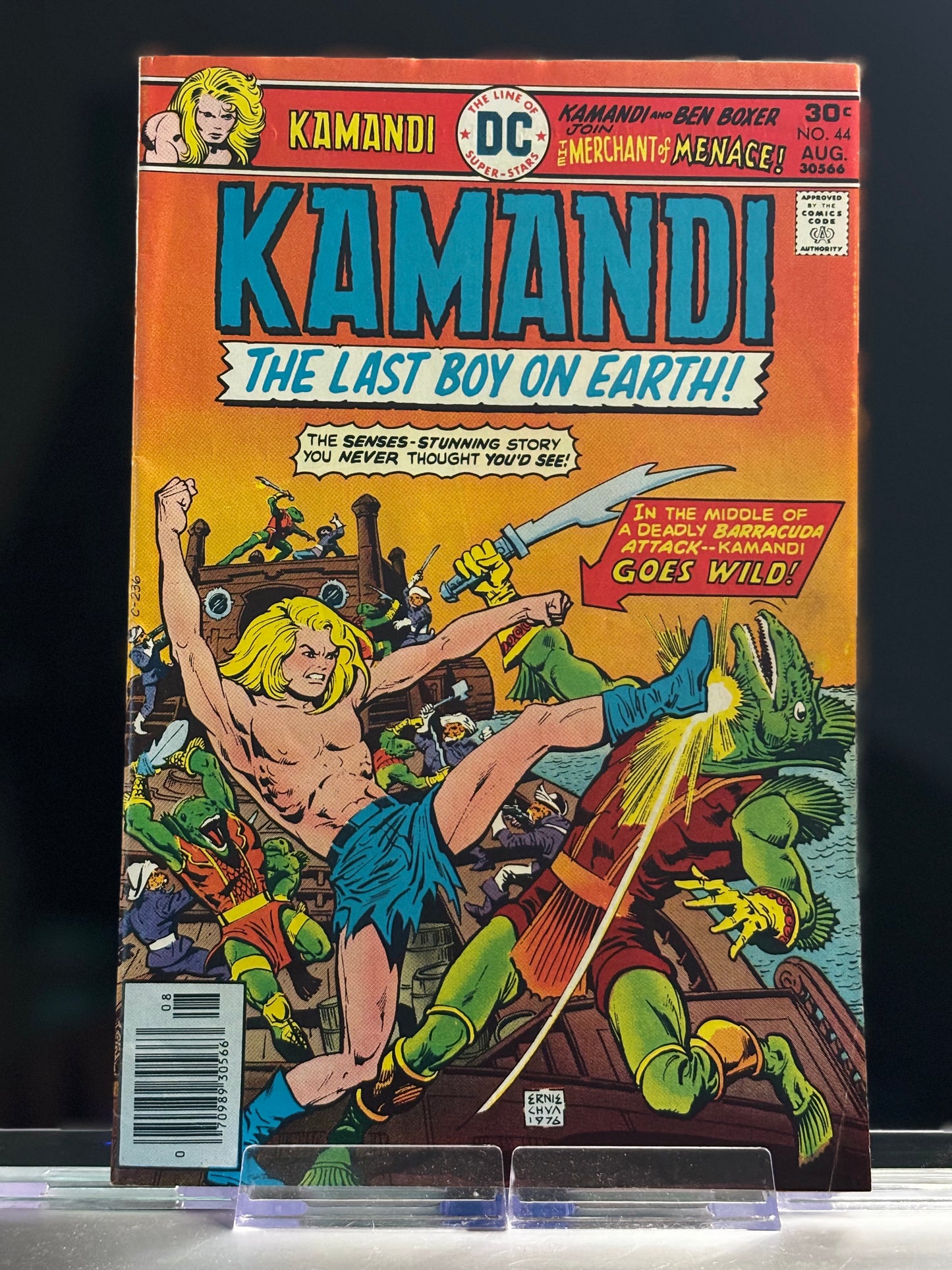 Kamandi, The Last Boy on Earth #44 (1976 DC Comics) – “The Merchant of Menace” – VF/NM Bronze Age Classic