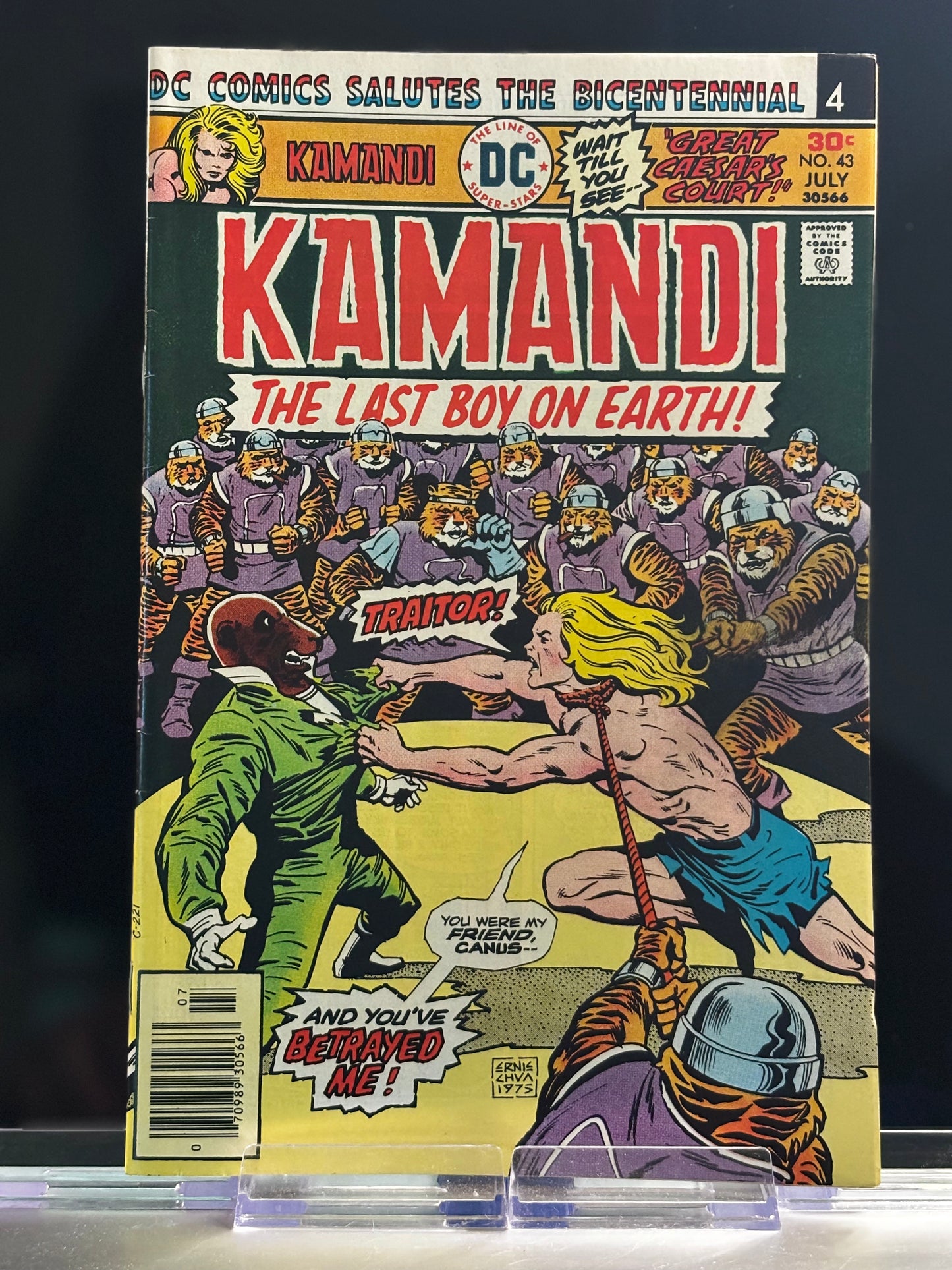 Kamandi, The Last Boy on Earth #43 (1976 DC Comics) – “A Connecticut Mutant in Great Caesar’s Court” – VF/NM Bronze Age Sci-Fi