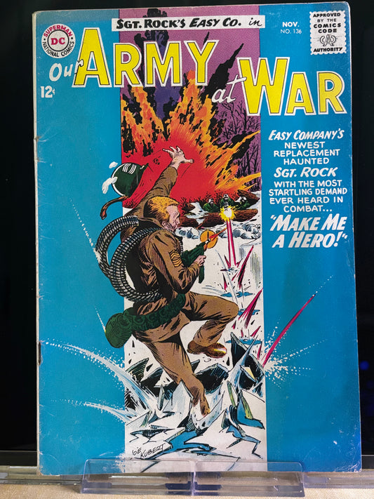 Our Army at War #136 (1963 DC Comics) – GD/VG – Sgt. Rock Silver Age Combat Classic