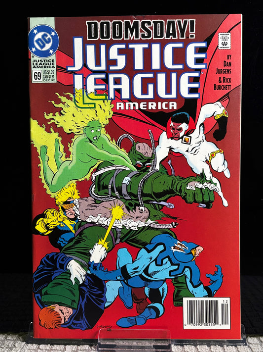 Justice League America #69 (1992 DC) – VF/NM – “Down for the Count” Death of Superman Tie-In