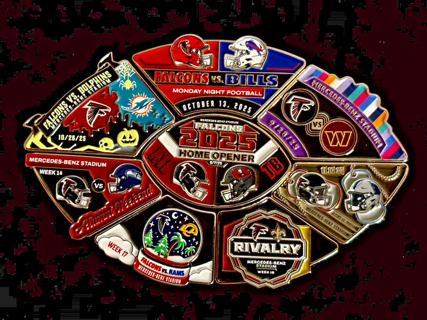 2025 Atlanta Falcons “Pin of the Game” Complete Set – 60th Season