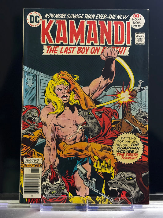 Kamandi, The Last Boy on Earth #47 (1976 DC Comics) – “Assault in the Clouds!” – VF/NM Bronze Age Dystopian Mayhem