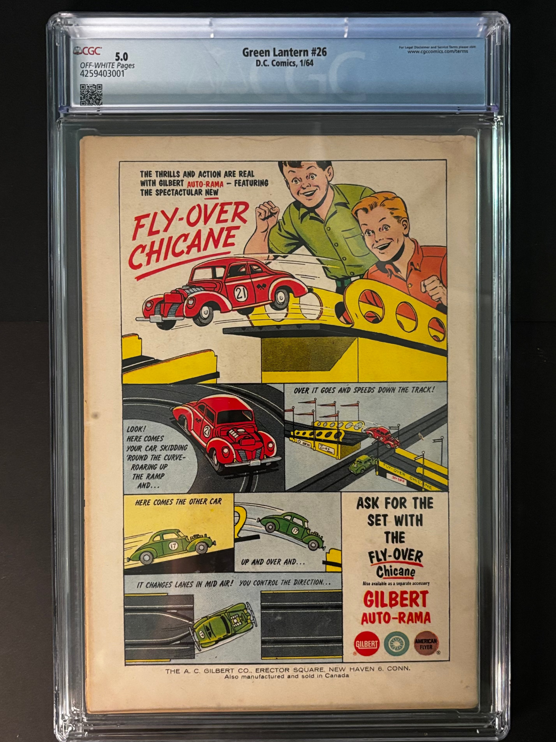 Comic book cover featuring a red fire truck and characters in a clear protective case.
